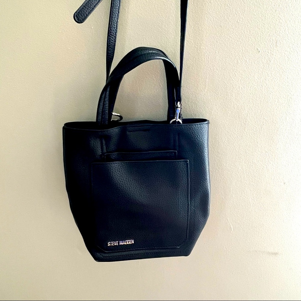 Steve Madden Black Leather Tote Bag